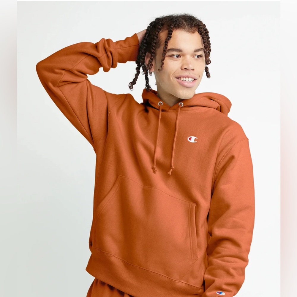 MEN'S CHAMPION LIFE REVERSE WEAVE HOODIE ORANGE